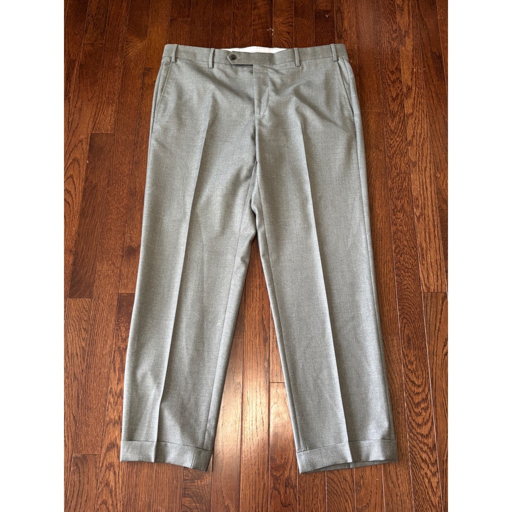 Zanella Devon Mens Light Grey 100% Virgin Wool Flat Front Dress Pants Italy 38